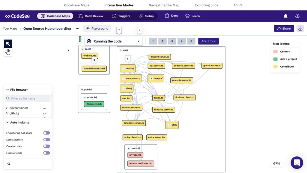 Screenshot of CodeSee code visualization platform