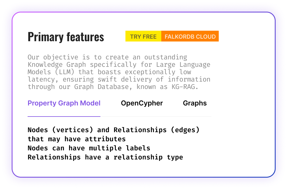 primary features FalkorDB